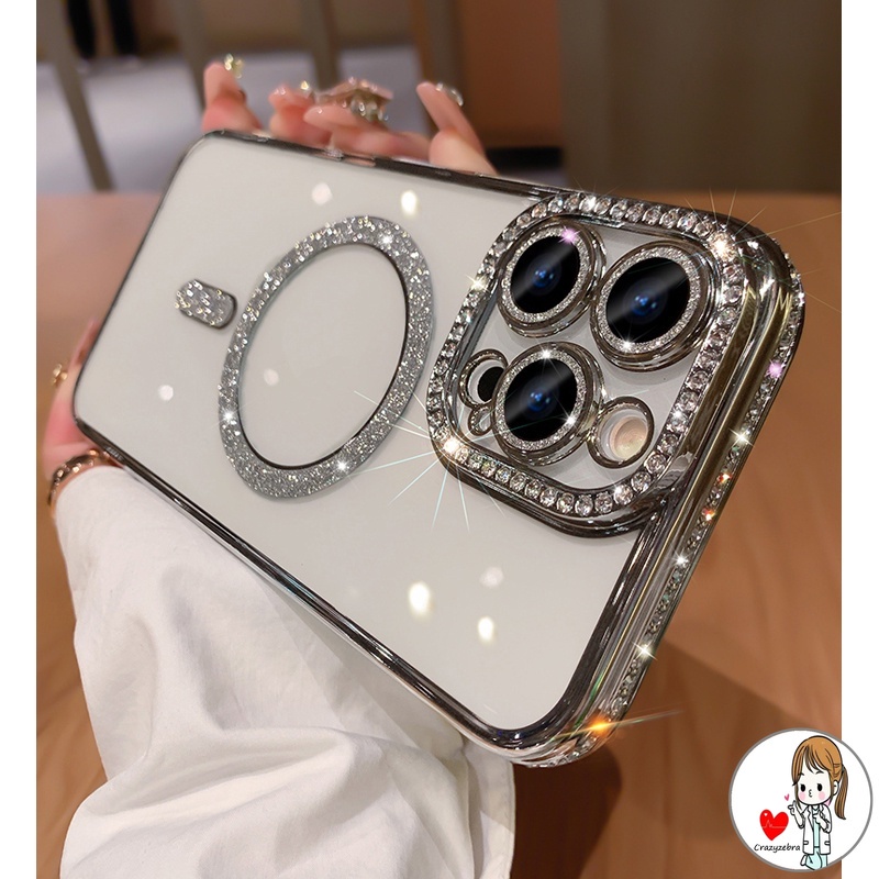 เคสโทรศัพท์มือถือแบบนิ่ม ใส กันกระแทก พร้อมที่ชาร์จไร้สาย หรูหรา สําหรับ iPhone 14 13 12 11 Pro max x xs max xr