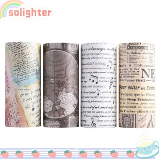 Solighter เทปวาชิ เรียบง่าย DIY สําหรับตกแต่งสมุดบัญชี 4 ม้วน ต่อชุด