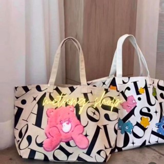 พร้อมส่ง กระเป๋าผ้า ถุงผ้าcarebears ผ้าแคนวาสใบใหญ่ 46x30x10cm M16-06