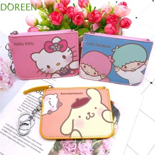 กระเป๋าใส่บัตรเครดิต หนัง PU ลายการ์ตูน Kuromi Cinnamoroll สามารถใส่บัตรได้หลายช่อง สําหรับนักเรียน