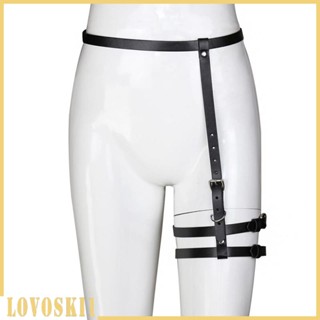 [Lovoski1] สายเข็มขัดรัดขา แบบหนัง สีดํา สไตล์พังก์โกธิค สําหรับผู้หญิง