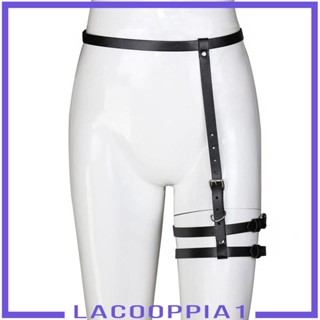 [Lacooppia1] สายเข็มขัดรัดขา แบบหนัง สีดํา สไตล์พังก์โกธิค สําหรับผู้หญิง