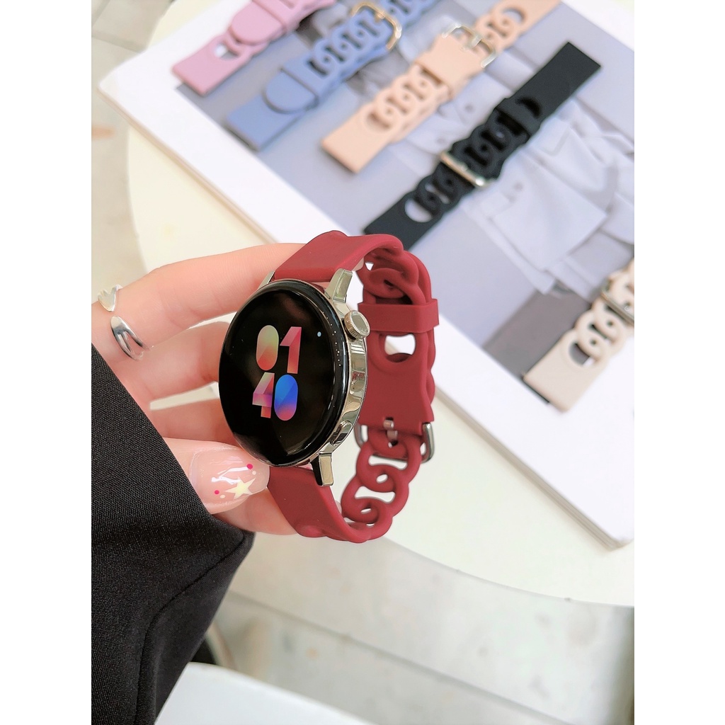 สายนาฬิกาข้อมือซิลิโคน 20 มม. 22 มม. สําหรับ Samsung Galaxy Watch 6 5 4 Pro Classic Active 2 Huawei Watch 4 GT 2 3