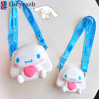 Lacyeszb กระเป๋าสะพายข้าง ซิลิโคน ลายการ์ตูน Cinnamoroll น่ารัก กันน้ํา ปรับได้ สําหรับเด็ก