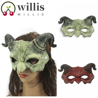 Willis หน้ากากแพะ เขาแพะ หน้ากากปีศาจจําลอง ฮาโลวีน หน้ากากคอสเพลย์โกธิค อุปกรณ์ประกอบฉาก หน้ากากคอสเพลย์สัตว์