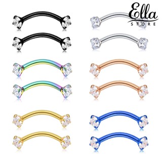 Ellastore123 แหวนเหล็กเจาะร่างกาย คิ้ว ประดับเพทาย ทนต่อการเสียดสี สําหรับผู้หญิง