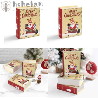 Hshelan กล่องลูกอม รูปหนังสือ Merry Christmas 5 ชิ้น สําหรับตกแต่งบ้าน ปาร์ตี้คริสต์มาส DIY