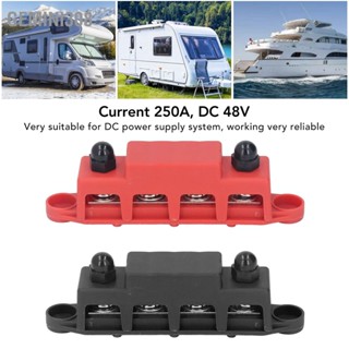 Gemini308 2 ชิ้น Bus Bar Terminal Block 48 โวลต์ 250A Heavy Duty โมดูล Power Distribution DC กล่อง 4 ตำแหน่ง M10 สำหรับ RV Marine สีแดงสีดำ