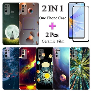 2 IN 1 Honor 10X lite เคสพิมพ์ลาย แบบนิ่ม พร้อมกระจกนิรภัยกันรอยหน้าจอเซรามิค แบบโค้ง