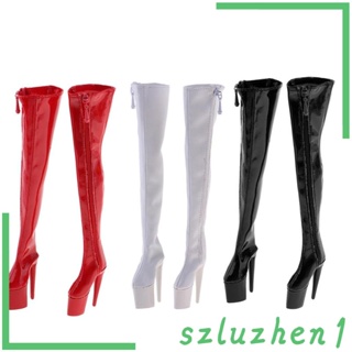 [Szluzhen1] รองเท้าบูทส้นสูง ยาวถึงเข่า 1/6 สีขาว สําหรับฟิกเกอร์แอกชัน 12 นิ้ว