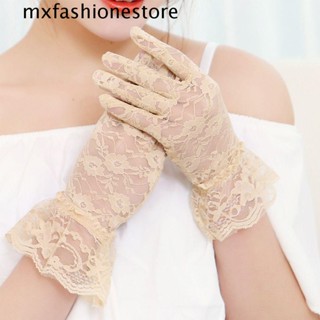 Mxfashione ถุงมือเจ้าสาว กันแดด ขับรถ ขี่ลูกไม้ ระบายอากาศ ถุงมือสั้น