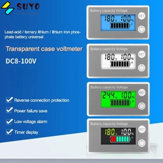 Suyo โวลต์มิเตอร์ดิจิทัล DC8-100V แบตเตอรี่ลิเธียม LiFePO4 หน้าจอ LCD ความแม่นยําสูง คุณภาพสูง