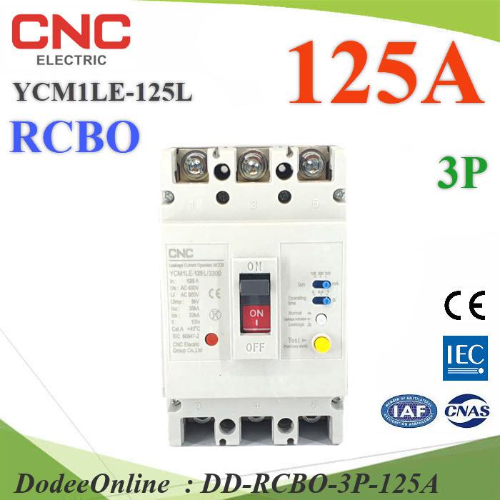 RCBO-3P-125A 125A 3P RCBO AC Residual Current Circuit Breaker with Overcurrent Protection CNC YCM1LE-125L DD