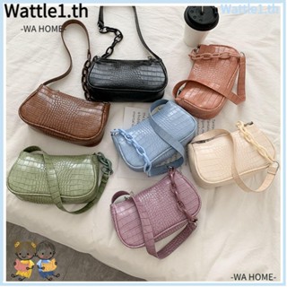 Wttle กระเป๋าสะพายไหล่ ขนาดเล็ก มีซิป สีพื้น สไตล์เรโทร สําหรับผู้หญิง