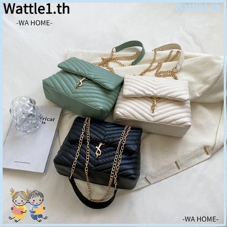 Wttle กระเป๋าถือ กระเป๋าสะพายไหล่ สะพายข้าง หนัง Pu ลายทาง ความจุสูง สีพื้น สําหรับเด็กผู้หญิง