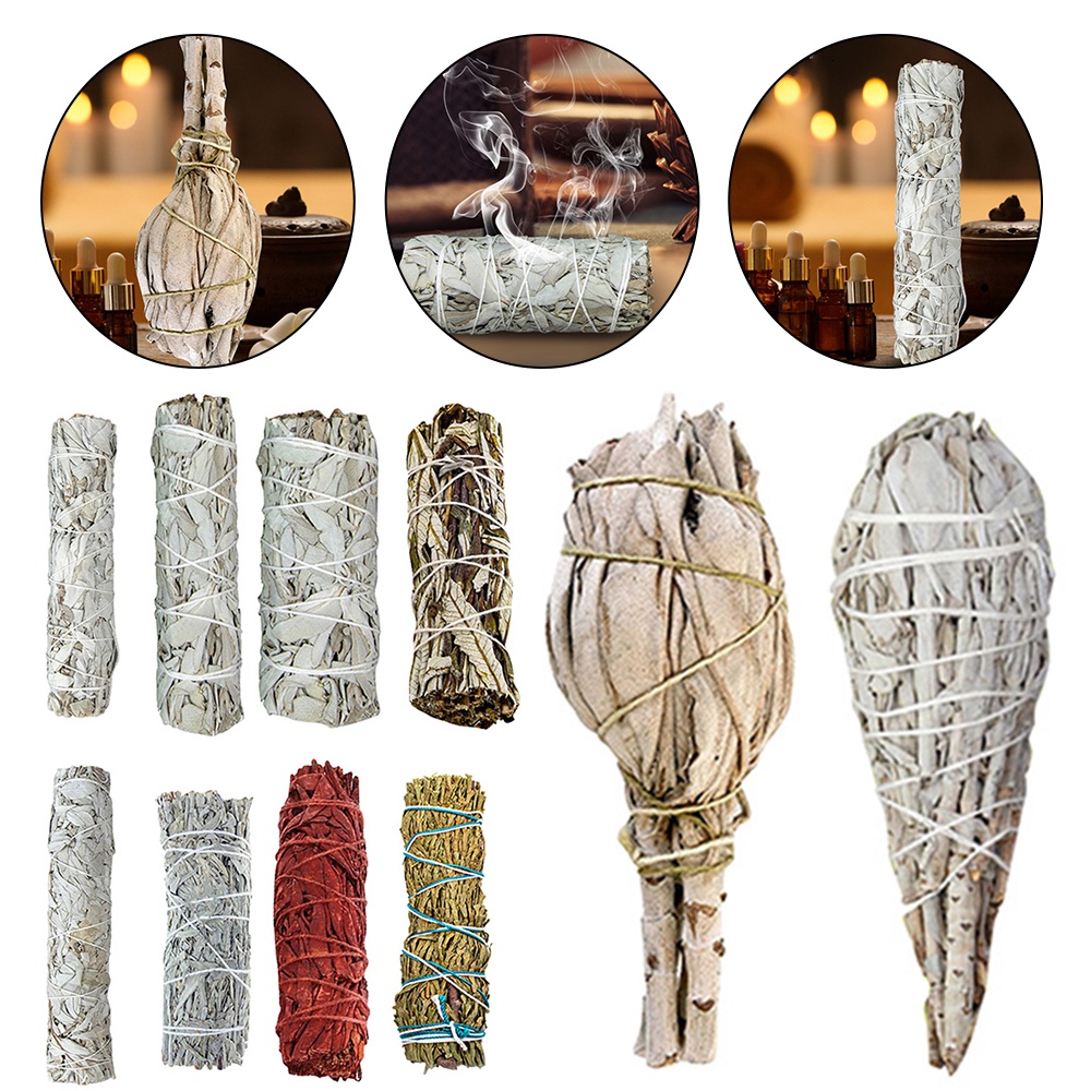 White Sage Bundle California Smudge Stick Pure Leaf Smoky Indoor Purification Grass Incense Home Office Cleansing Smoky