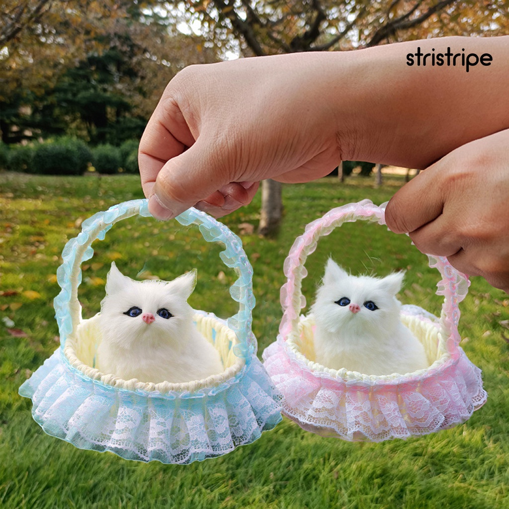 [STR] โมเดลตุ๊กตาแมวจําลอง 3D เสียงสดใส ขนเฟอร์เทียม ของขวัญ สําหรับตกแต่งรถยนต์