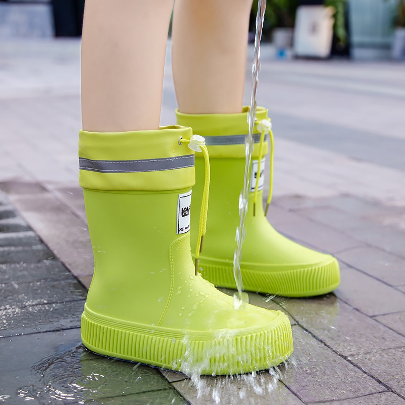 [Guilingo] รองเท้ากันฝนญี่ปุ่น Mid-Tube หญิงผู้ใหญ่กลางแจ้ง Beam ปากรองเท้ากันฝนกันน้ําห้องครัวทํางาน Anti-Slip Soft So