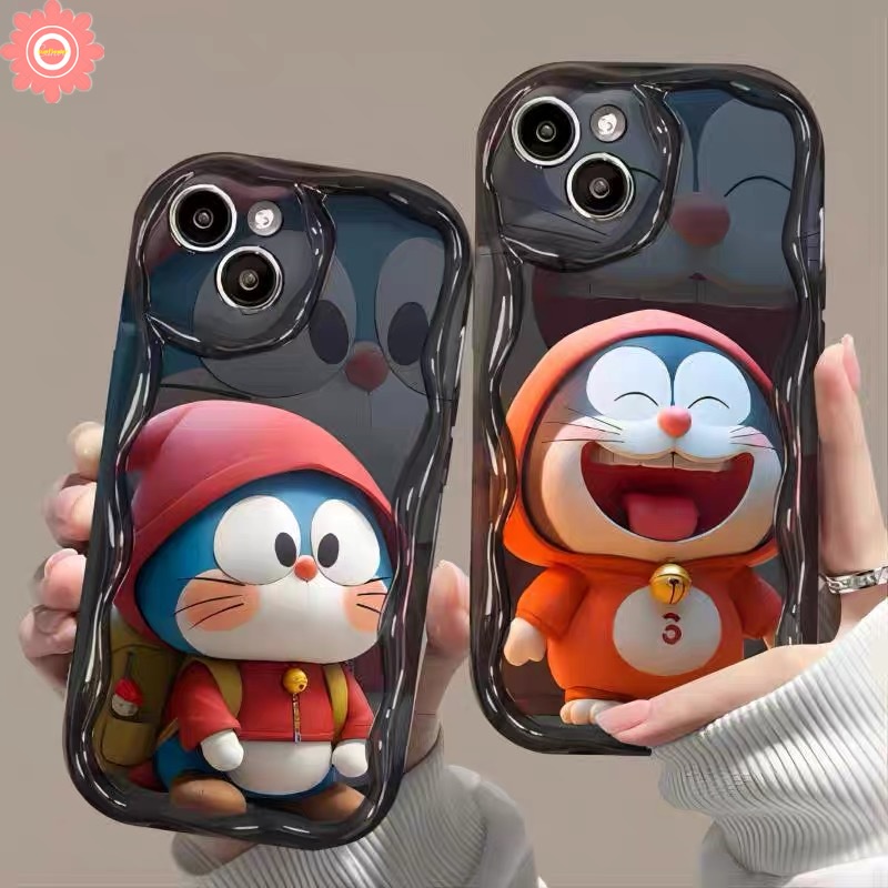 เคสโทรศัพท์มือถือ แบบนิ่ม ลายการ์ตูนโดราเอมอน 3D ขอบโค้ง สําหรับ IPhone 11 13 14 15 12 Pro MAX 8 7 7Plus XR X 6S 6 15 Plus XS MAX SE 2020