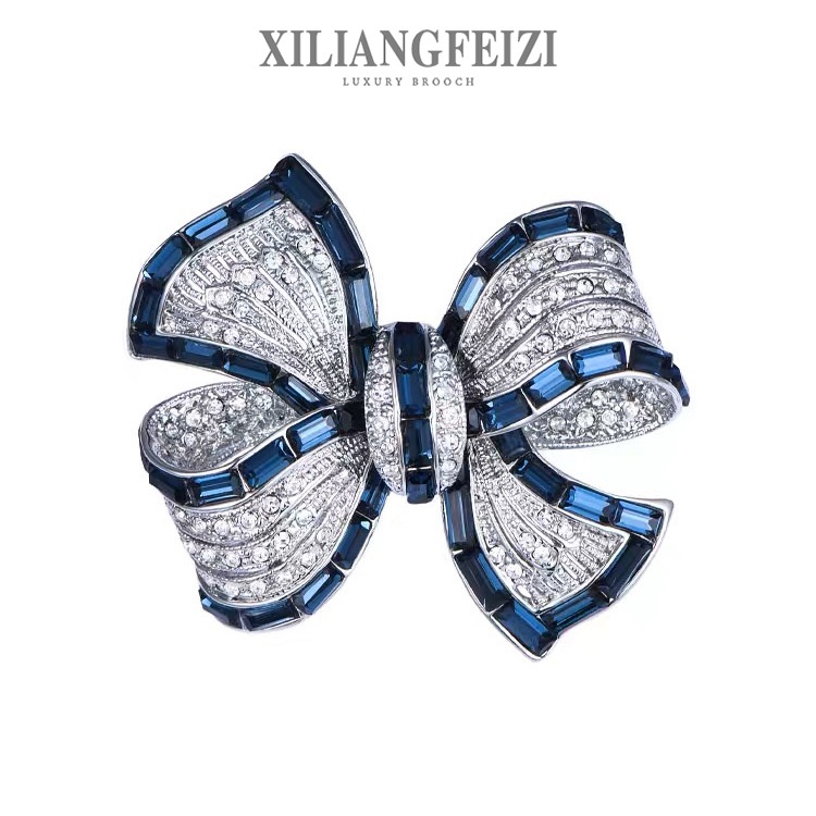 เข็มกลัดโบว์ฝังคริสตัลสวยหรู เครื่องประดับเสื้อผ้าแฟชั่นยูนิเซ็กส์ ของขวัญไฮเอนด์