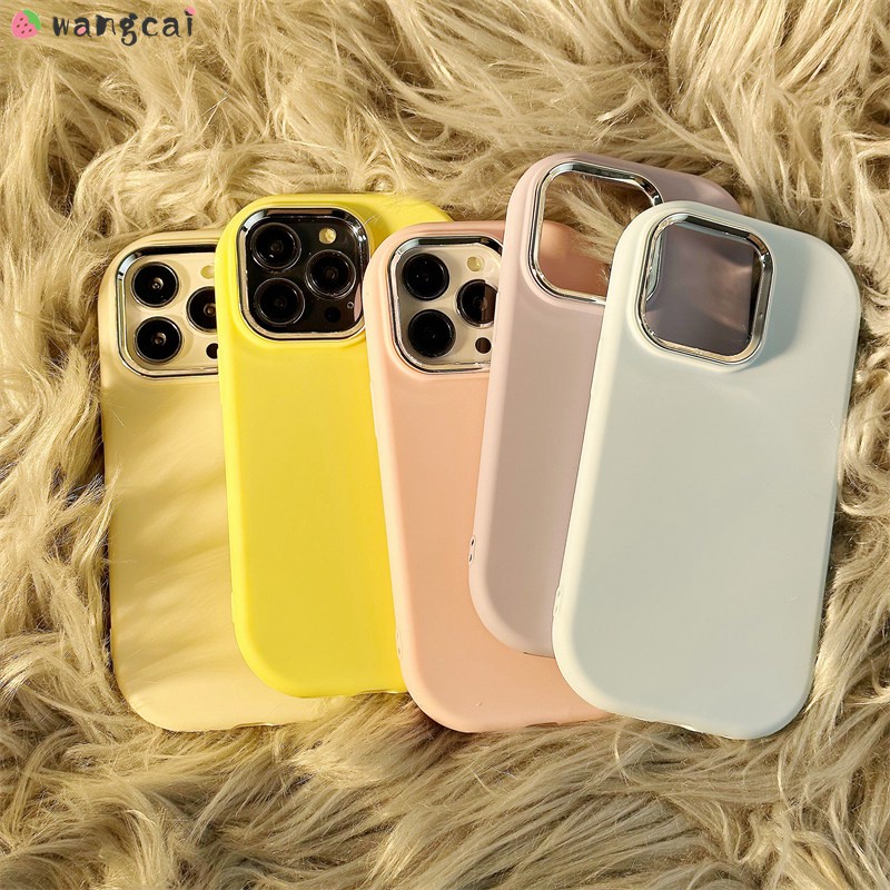 เคสโทรศัพท์มือถือ ซิลิโคนนิ่ม ผิวด้าน ทรงวงรี สีแคนดี้ เรียบง่าย สําหรับ iPhone 15 Plus 14 13 Pro Max
