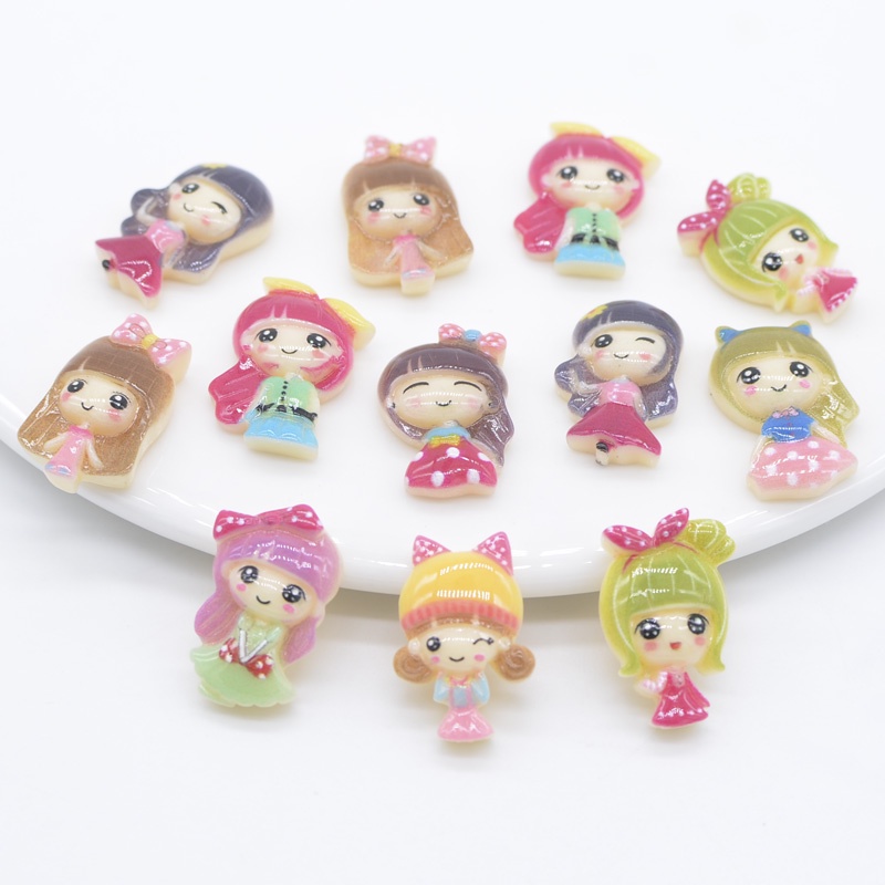 10 ชิ้น เจ้าหญิงน่ารัก งานฝีมือเรซิน วัสดุ Appliques สําหรับเด็กสาว Headpins คลิปอุปกรณ์เสริมตกแต่งเสื้อผ้า