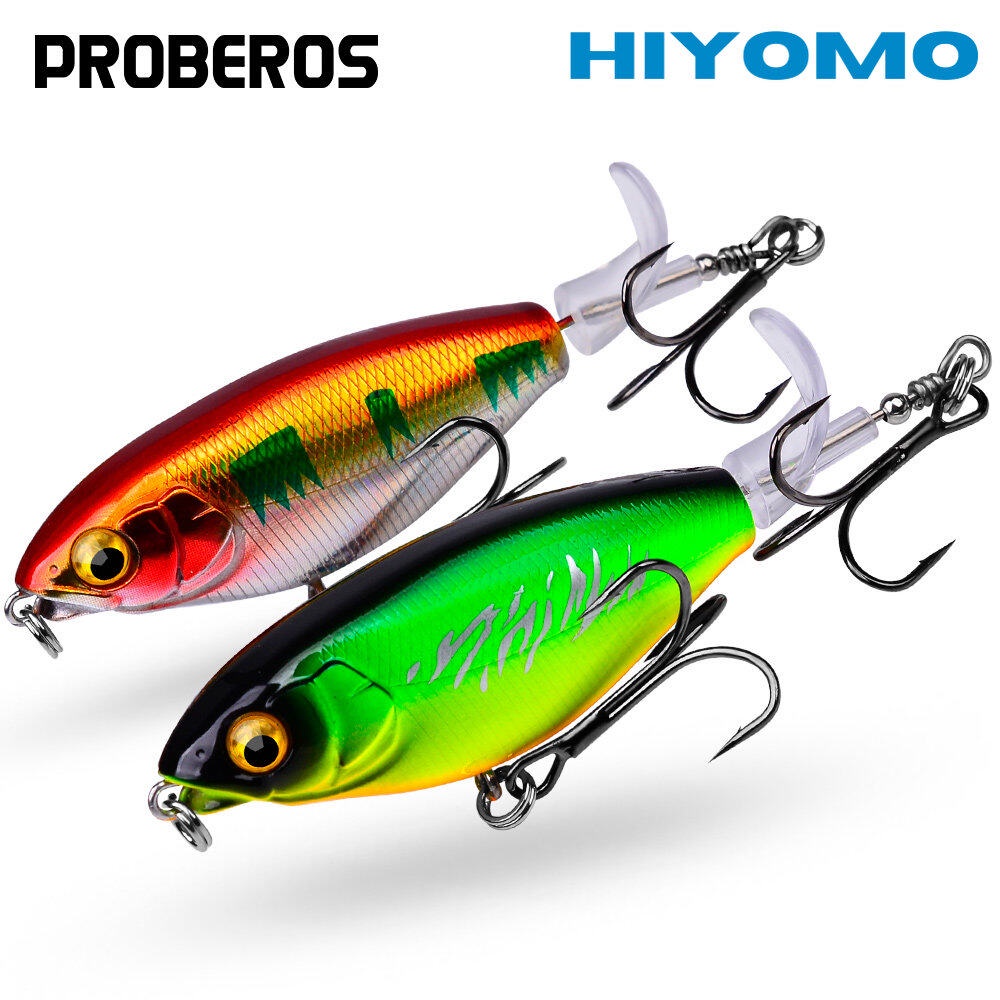 PROBEROS 1PCS หมุนหาง Plopper ใบพัดรถแทรกเตอร์ดินสอ 6g 11g ประดิษฐ์ลอยตกปลา Lure Casting Hard เหยื่อสําหรับ Toman Sneakhead