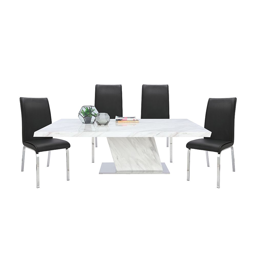INDEX LIVING MALL ชุดโต๊ะอาหาร รุ่นอัลลาโน่+ซาว่า (โต๊ะ 1+เก้าอี้ 4) - สีขาว/ดำ