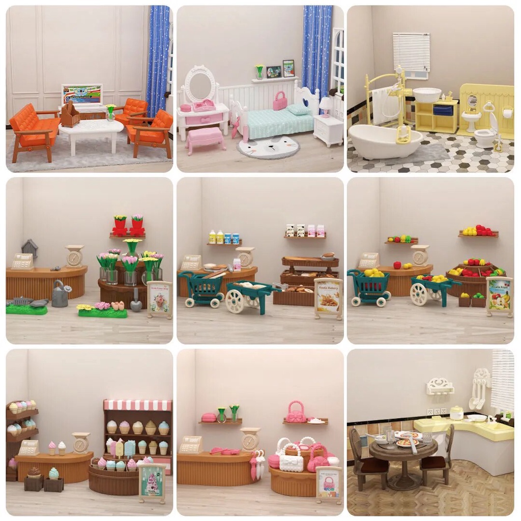 Dollhouse Miniature Furniture Accessories 1/12 Supermarket Micro Model Bedroom Forest Family For Kit