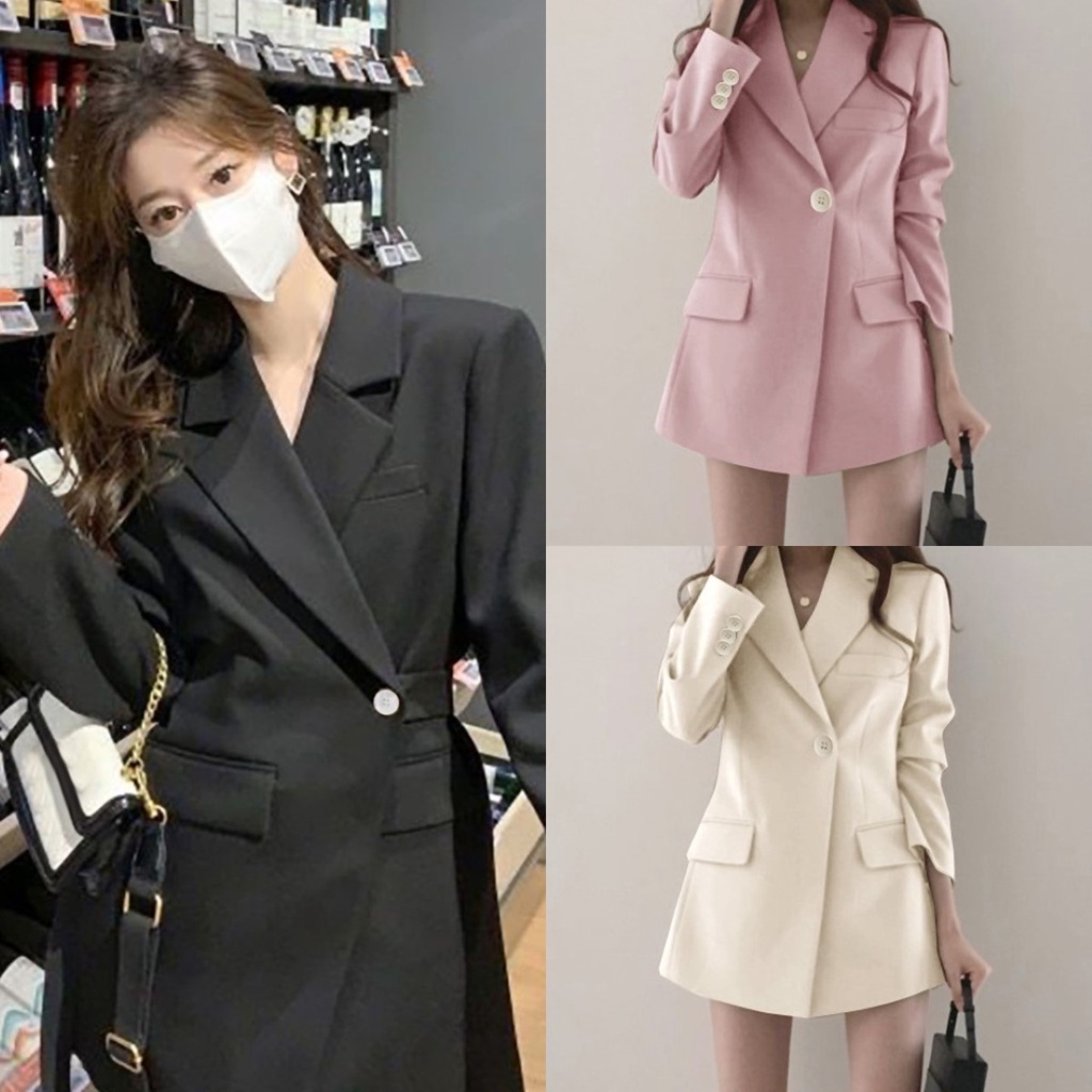 FC พร้อมส่ง เสื้อสูท เบลเซอร์ รุ่นตัวยาว กระดุมเม็ดเดียว 4 สี มีเป๋าหน้า มีฟองน้ำรองบ่า