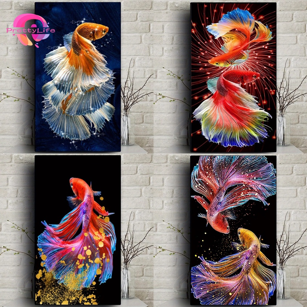 【PL】ภาพวาดปักครอสสติตช์ รูปปลาคาร์พ 5D 30x40 ซม. แฮนด์เมด DIY สําหรับตกแต่งบ้าน ห้องนั่งเล่น