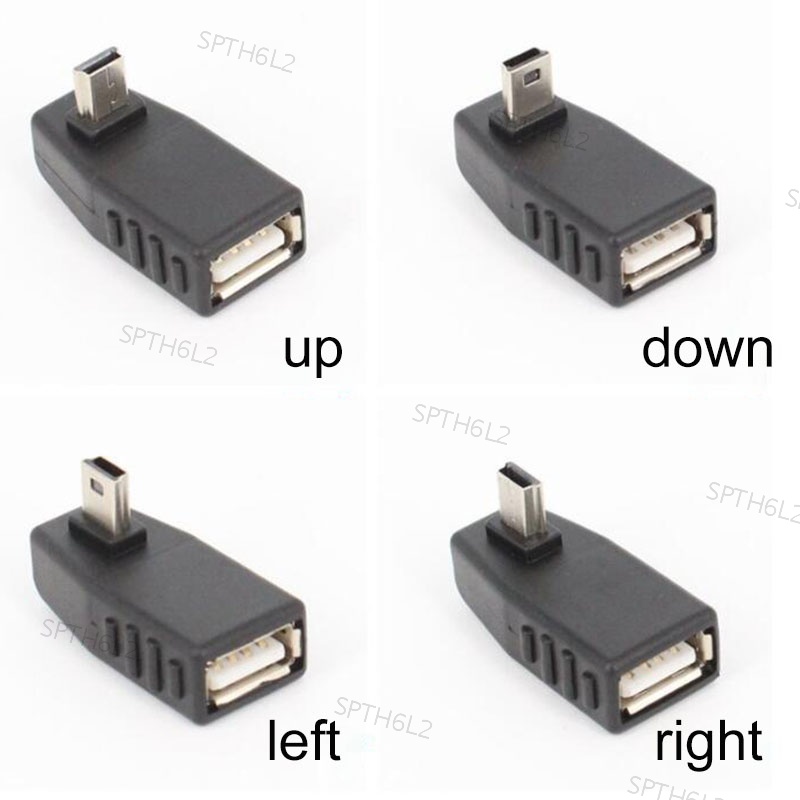 Otg อะแดปเตอร์แปลง Mini USB 5Pin ตัวผู้ เป็น USB ตัวเมีย 90 องศา สําหรับรถยนต์ MP3 MP4 แท็บเล็ต โทรศ