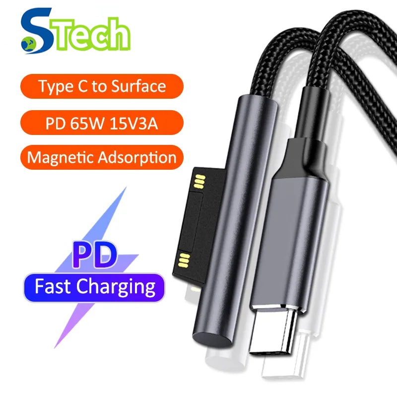 อะแดปเตอร์สายชาร์จพาวเวอร์ซัพพลาย 65W 15V 3A USB C สําหรับแท็บเล็ต Microsoft Surface Pro X 8 7 6 5 4 3 Type C PD