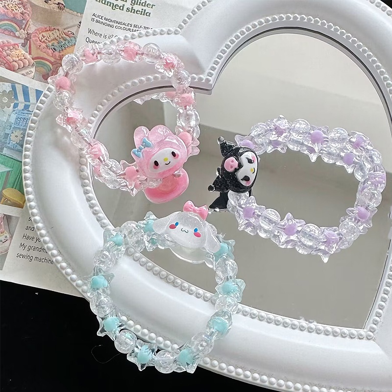 ในไทย สร้อยข้อมือคู่Sanrio Kuromi Melody คริสตัลน่ารักรูปดาวห้าแฉกแฟชั่นสไตล์เกาหลีสําหรับผู้หญิง.COD