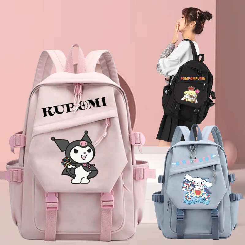 SANRIO 【สินค้าพร้อมส่ง】กระเป๋านักเรียน ลายการ์ตูนซานริโอ้ ปอมปอม สไตล์เกาหลี ความจุสูง เหมาะกับของขวัญ สําหรับเด็กผู้ชาย และเด็กผู้หญิง