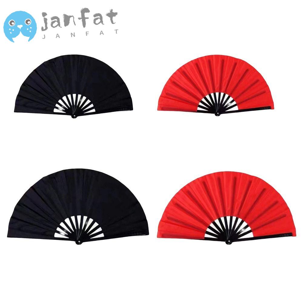 Janfat พัดพลาสติก สีดํา สีแดง ของขวัญ สไตล์จีน กังฟู