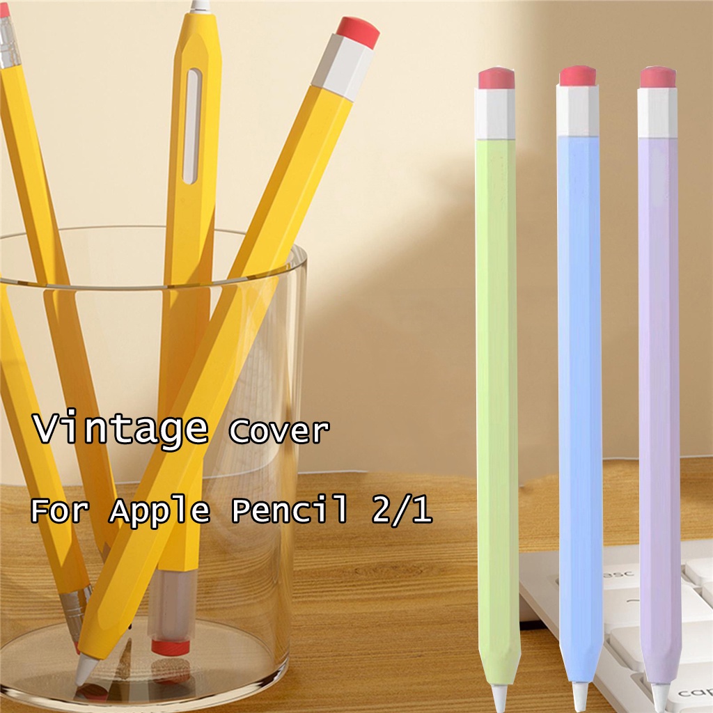 เคสซิลิโคน สําหรับ Apple Pencil Gen 2 1 วินเทจ ผิวปลอกกันลื่น สําหรับ iPad ปากกา ป้องกันรอยขีดข่วน
