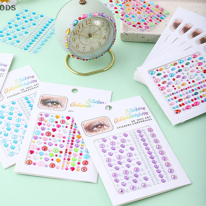 Ods สติกเกอร์เพชร พลอยเทียม อายแชโดว์ อัญมณี เครื่องประดับ ตกแต่งร่างกาย แต่งหน้า ปาร์ตี้ วันหยุด DIY OD