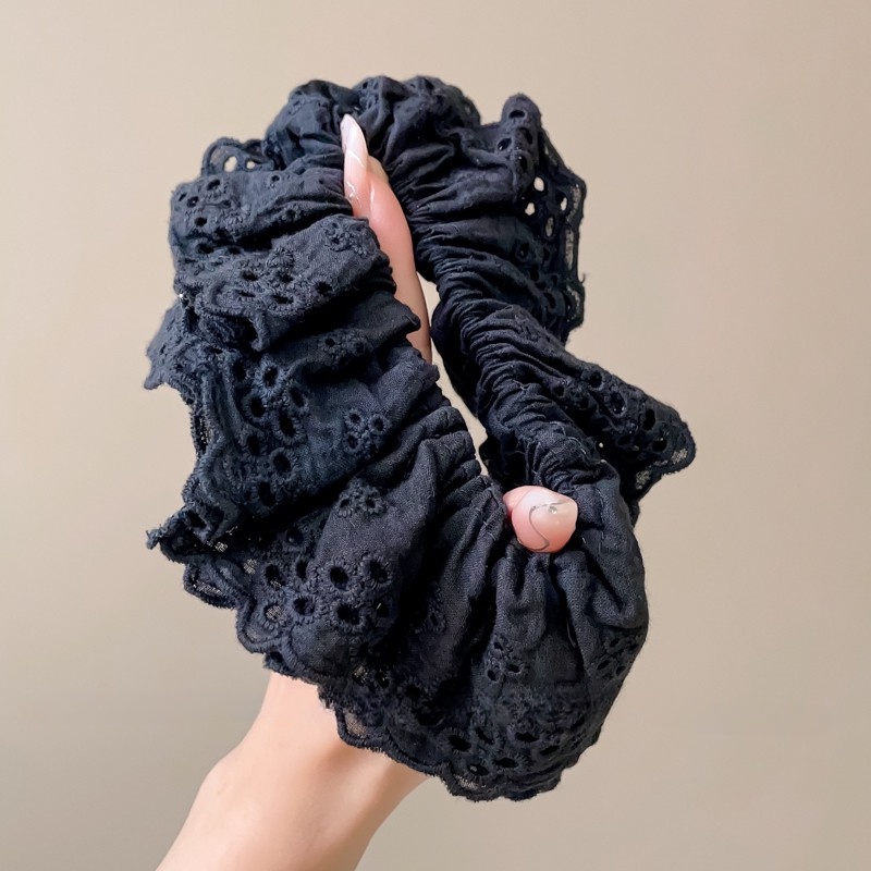 ยางรัดผม ทรงกลม ขนาดใหญ่ แต่งลูกไม้ ยืดหยุ่น สําหรับผู้หญิง 2023 - รูปที่ 3