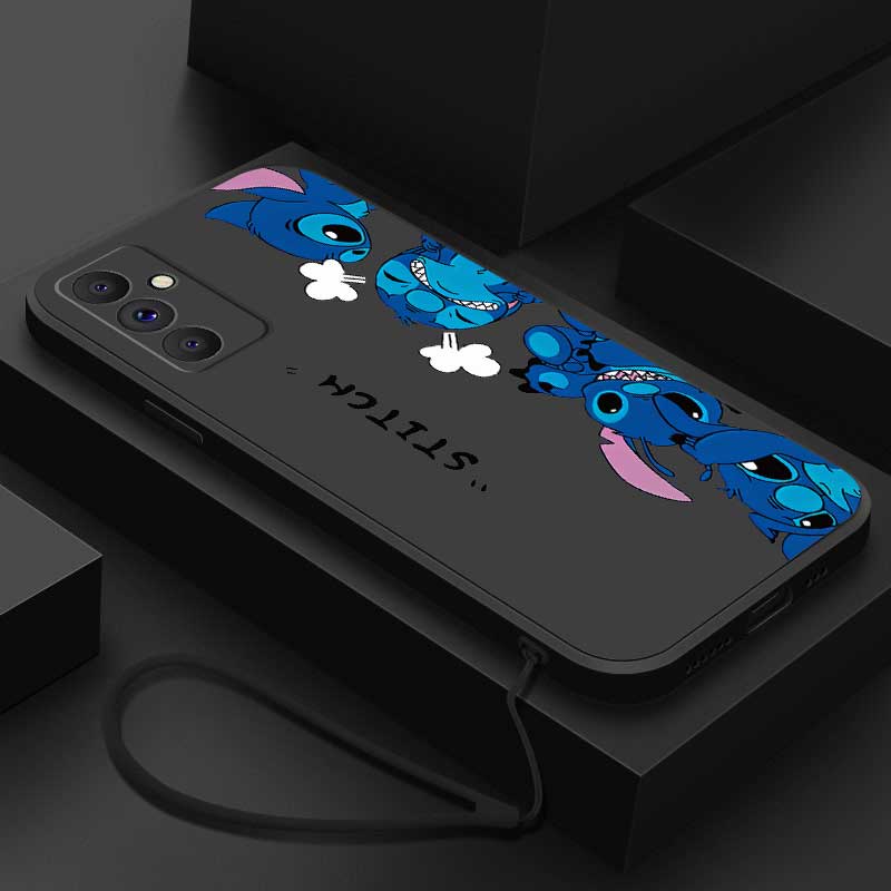 Samsung Galaxy A37 A57 A15 5G A25 A35 A55 5G การ์ตูนมอนสเตอร์มือถือกรณีตาโต Stitch Liquid Candy Silicon Full ฝาครอบกล้อง