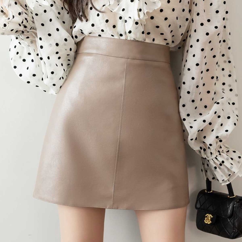 Miniskirt กระโปรงหนังทรงเอ กระโปรงเอวสูง สไตล์เกาหลี ราคา ถูกที่สุด ดีลบีเคเค แกลเลอรีภาพที่ 5