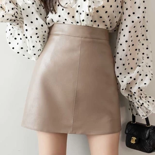 Miniskirt กระโปรงหนังทรงเอ กระโปรงเอวสูง สไตล์เกาหลี