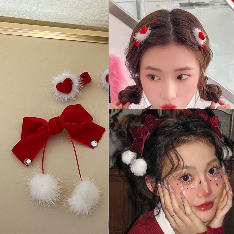 พร้อมส่ง กิ๊บติดผม สีแดง สําหรับเด็กผู้หญิง 1 ชิ้น