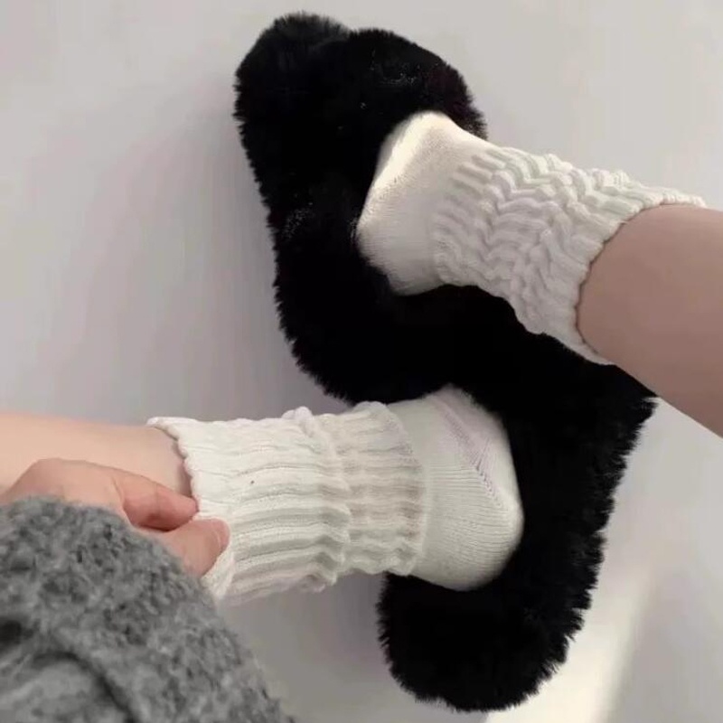 Roselife ฤดูใบไม้ร่วง ฤดูหนาว พื้นฐาน สีดํา สีขาว ลายทาง ถุงเท้าหลวม สําหรับผู้หญิง เด็กผู้หญิง แฟชั่น ถุงน่องข้อเท้า - รูปที่ 7