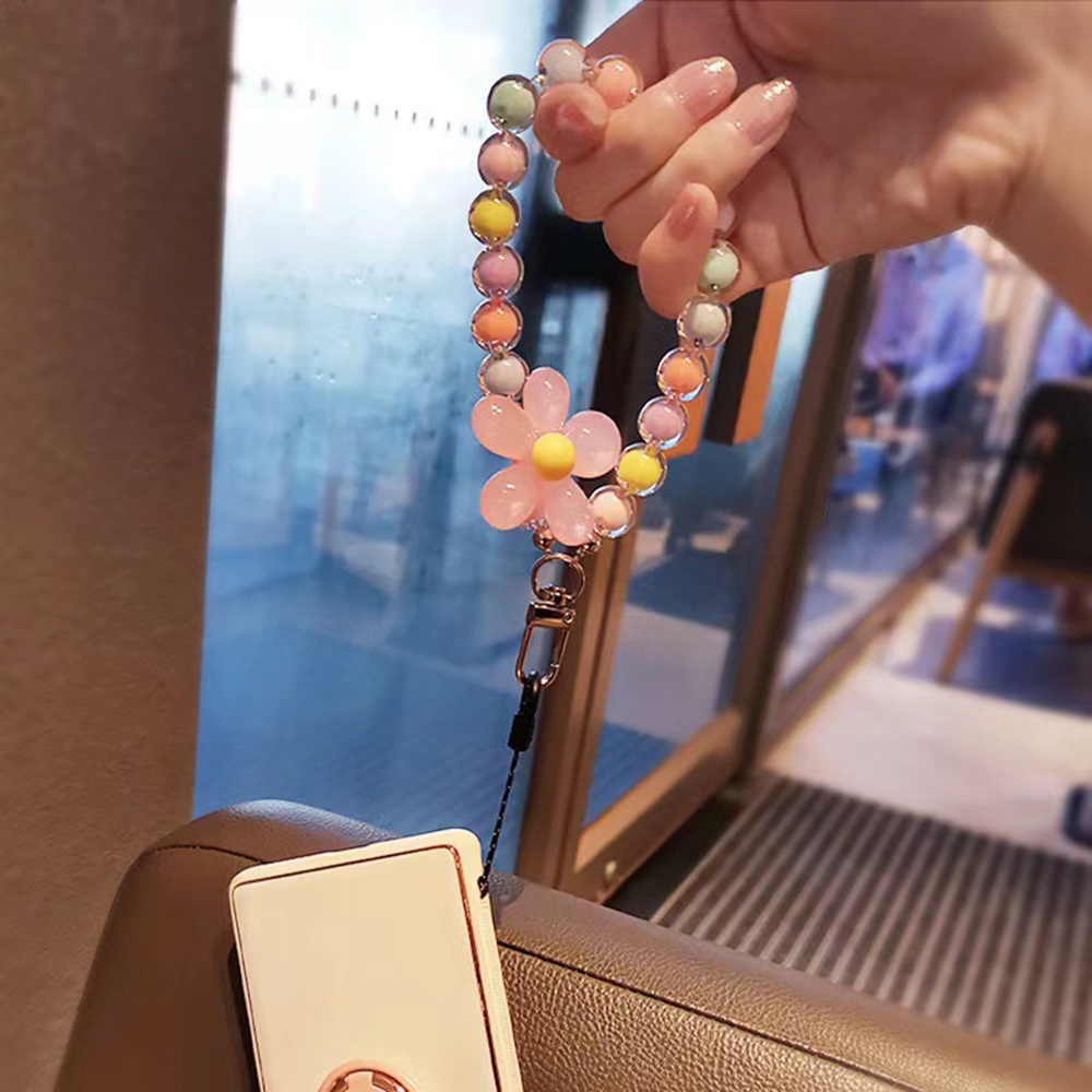 สีดอกไม้ประดับด้วยลูกปัดสายโทรศัพท์มือถือน่ารักสไตล์ Handmade สายรัดข้อมือสำหรับโทรศัพท์มือถือ Key จี้ Lanyard - รูปที่ 5