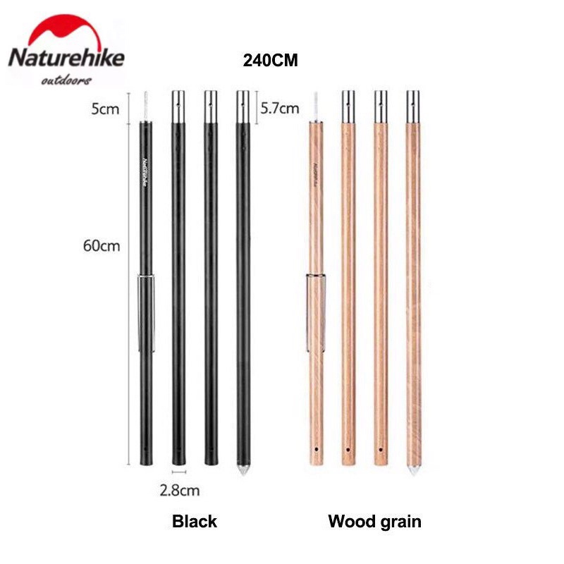 Naturehike เสา เสาทาร์ป อลูมิเนียม สูง 2.4m / 2.8m