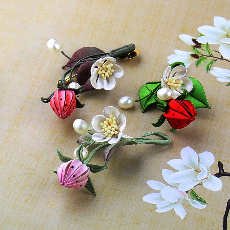เข็มกลัดสตรอเบอร์รี่ถังมือ diy แพคเกจวัสดุโบราณ Corsage ทําอุปกรณ์เสริมเครื่องประดับเต้านมพร้อมหลักสูตรวิดีโอฟรี