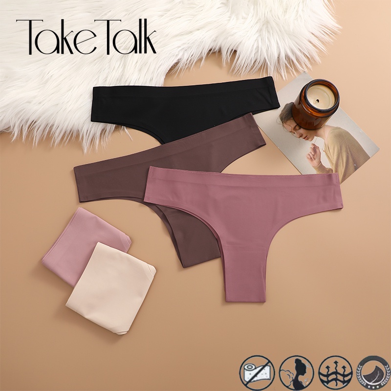 Take Talk กางเกงชั้นในจีสตริงเซ็กซี่ ไร้รอยต่อ สวมใส่สบาย สําหรับผู้หญิง