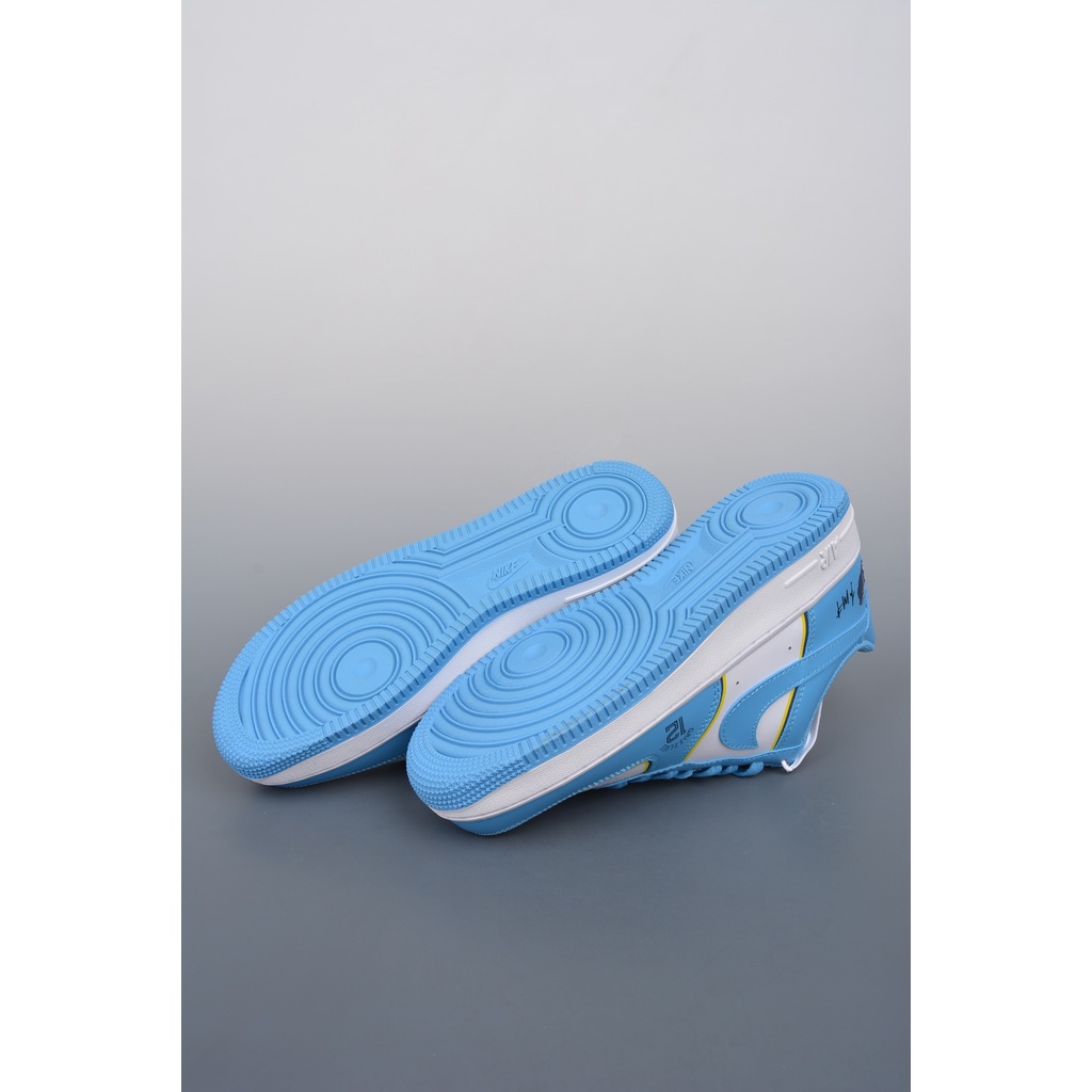 Nike Air Force 1 Nike Low NBA Grizzlies รองเท้าผ้าใบสีหลักสีขาวสีน้ำเงินของแท้ 100% สำหรับผู้ชายผู้