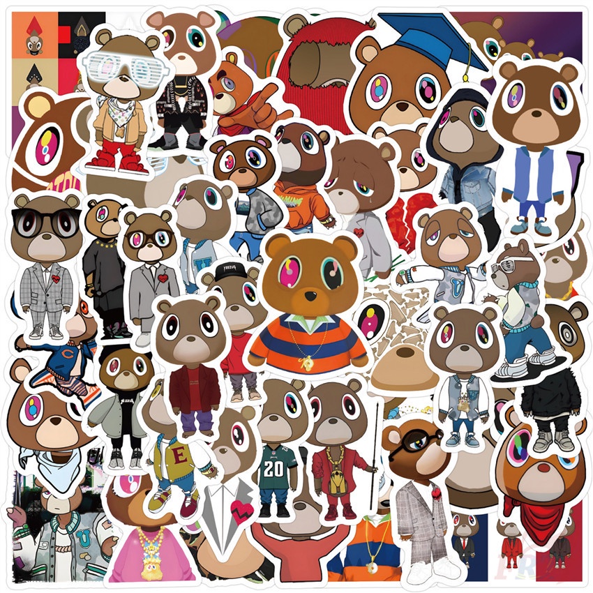 ❉ Kanye Bear Series 01 Stickers ❉ 50Pcs/Set Fashion DIY Waterproof Decals Doodle Stickers